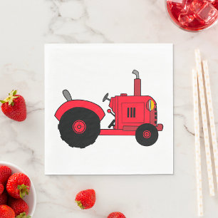 Red Farm Tractor Vehicle Napkins
