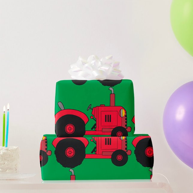 Red Farm Tractor Vehicle Wrapping Paper (Creator Uploaded)