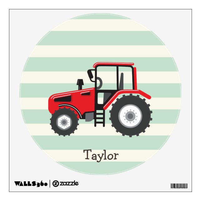 Red Farm Tractor Wall Sticker (Front)
