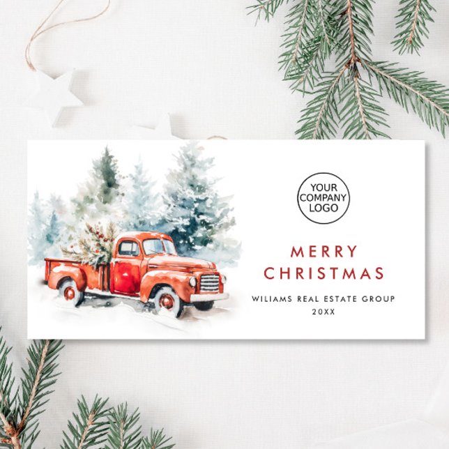 Red Farm Truck Christmas Corporate Greeting Holiday Card (Creator Uploaded)