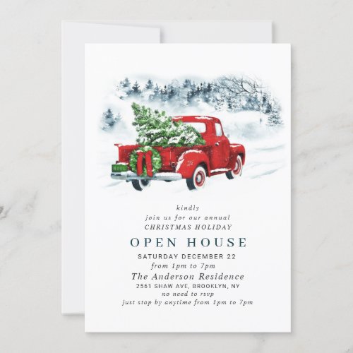Red Farm Truck CHRISTMAS HOLIDAY OPEN HOUSE Invitation