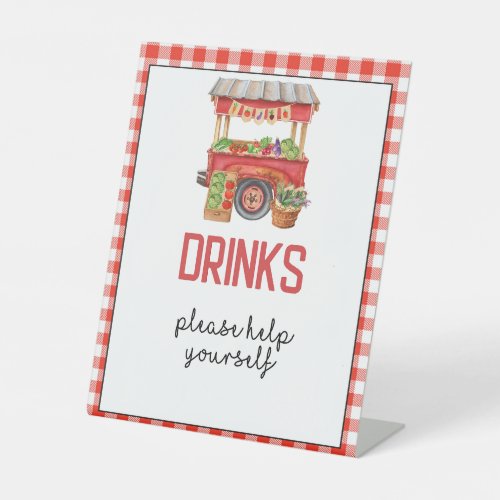 Red Farmers Market Birthday Party Drink Sign