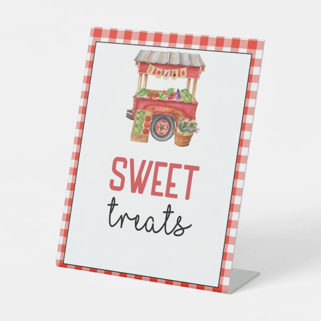 Red Farmer's Market Birthday Sweet Treats Sign (Front)