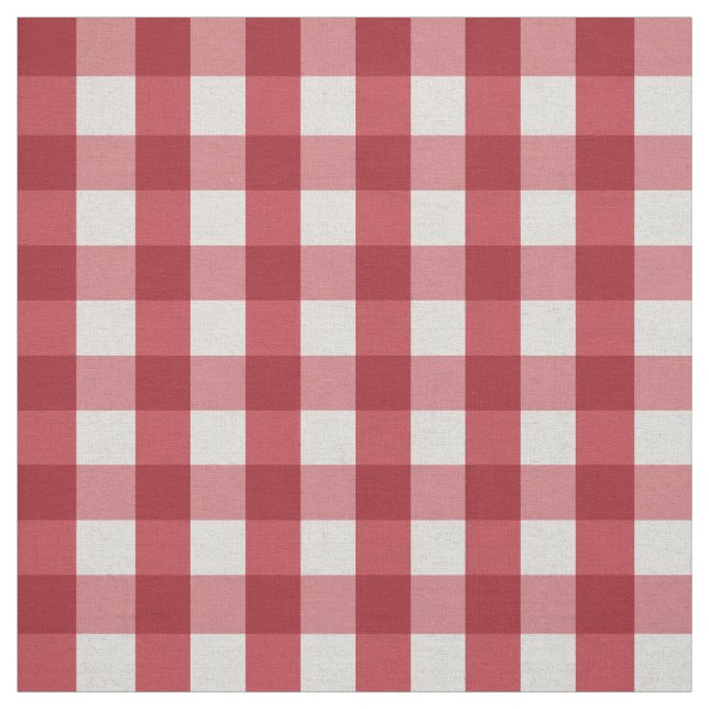 Red Farmhouse Gingham Plaid Checkered Pattern Fabric (Swatch)