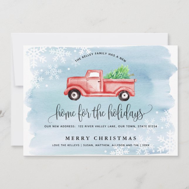 Red Farmhouse Truck Moving Announcement (Front)