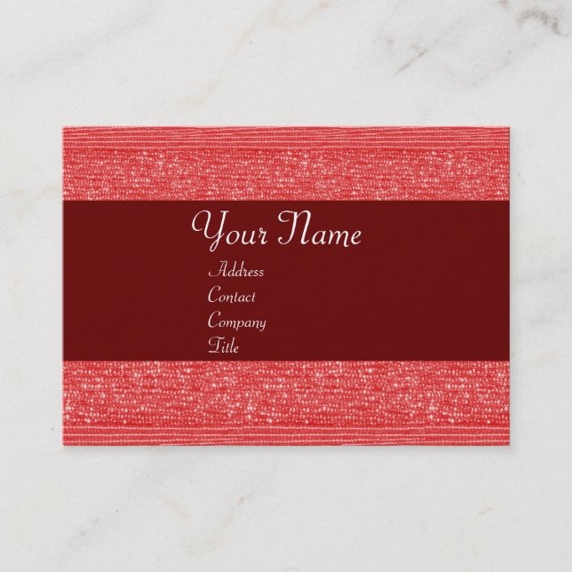 RED FASHION BEADS MONOGRAM BUSINESS CARD (Front)