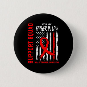 Red Father In Law Heart Disease Awareness Flag Bac Button
