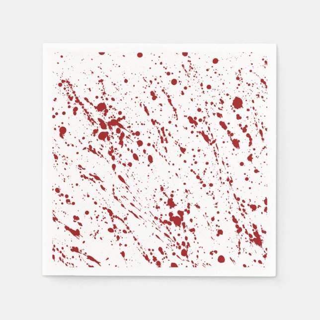 Red Faux Blood Spatter Halloween Bloodstained Napkins (Front)