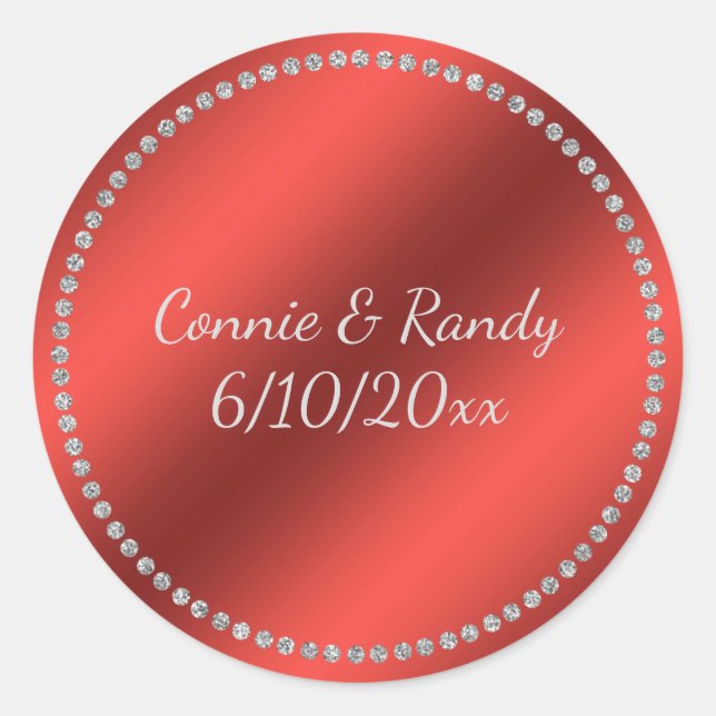 Red Faux Foil Wedding Sticker (Front)