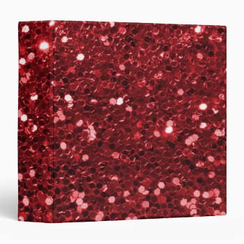 Red Faux Glitter 3 Ring Binder by glamgoodies at Zazzle