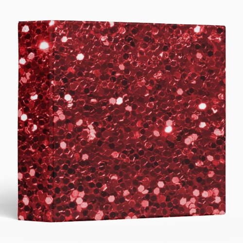 Red Faux Glitter 3 Ring Binder