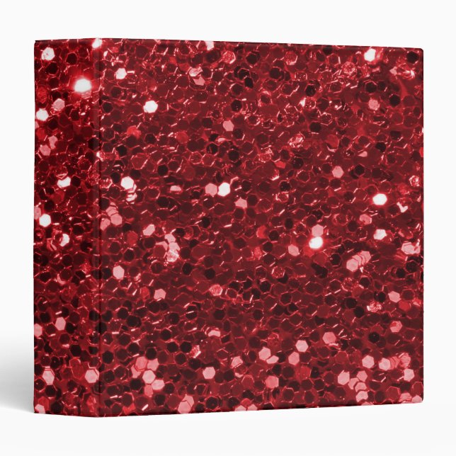 Red Faux Glitter 3 Ring Binder (Front/Spine)