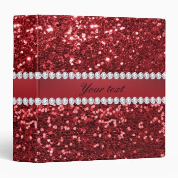 Red Faux Glitter And Diamonds Binder by glamgoodies at Zazzle