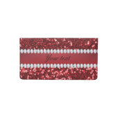 Red Faux Glitter and Diamonds Checkbook Cover (Front)