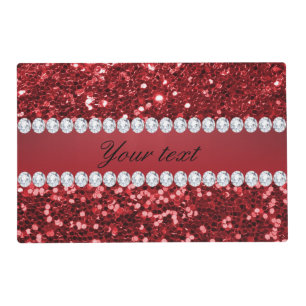 Red Faux Glitter and Diamonds Placemat