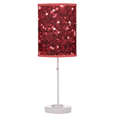 Red Faux Glitter and Diamonds Table Lamp