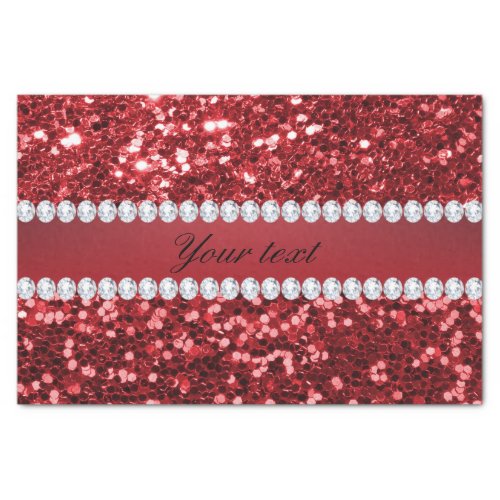 Red Faux Glitter and Diamonds Tissue Paper
