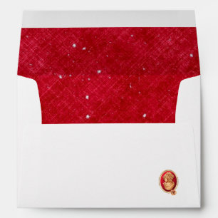 Red Faux Glitter Cameo Envelope