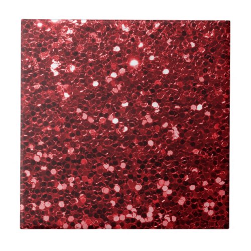 Red Faux Glitter Ceramic Tile
