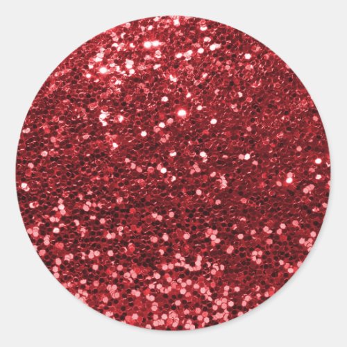 Red Faux Glitter Classic Round Sticker