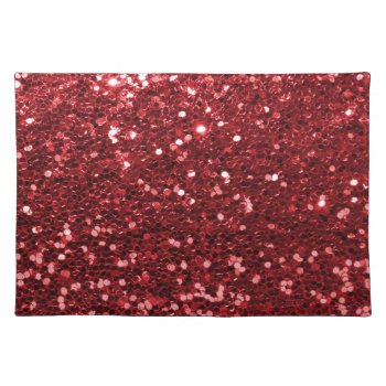 Red Faux Glitter Cloth Placemat by glamgoodies at Zazzle
