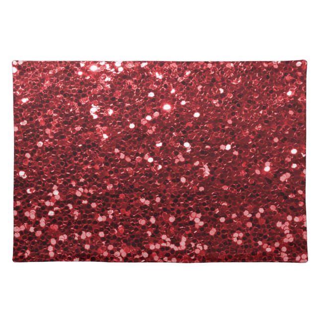 Red Faux Glitter Cloth Placemat (Front)