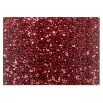 Red Faux Glitter Cutting Board by glamgoodies at Zazzle