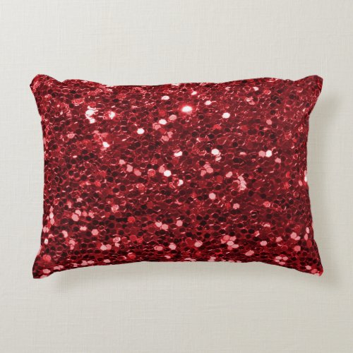 Red Faux Glitter Decorative Pillow
