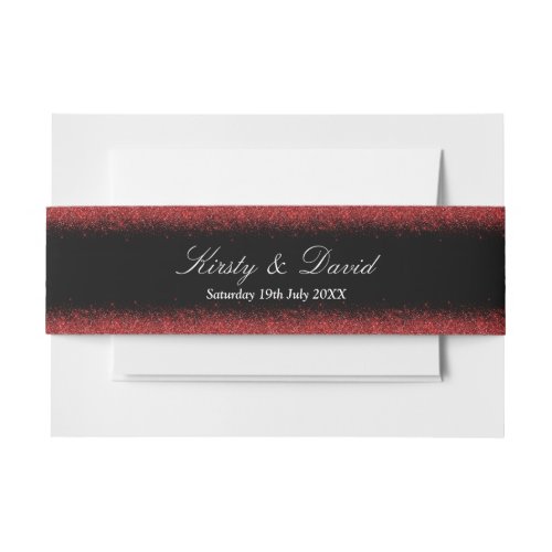 Red Faux Glitter Effect Wedding Invitation Belly Band