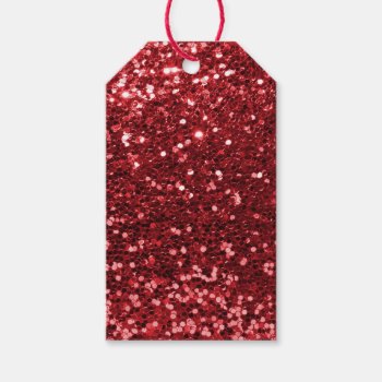Red Faux Glitter Gift Tags by glamgoodies at Zazzle