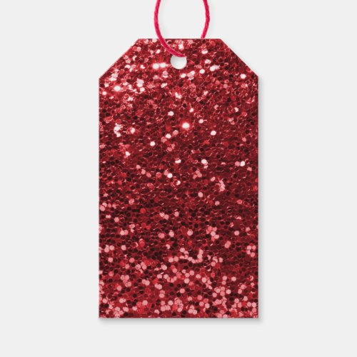 Red Faux Glitter Gift Tags