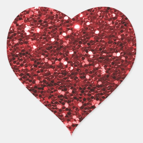 Red Faux Glitter Heart Sticker