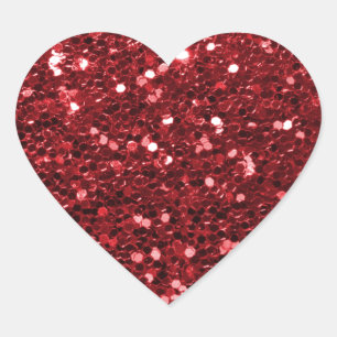 Red Faux Glitter Heart Sticker