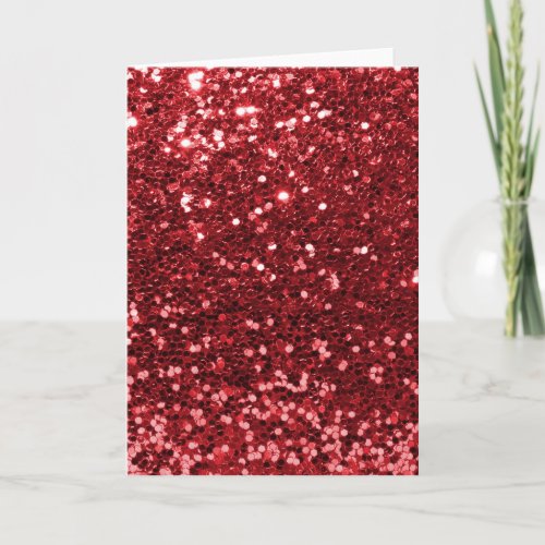 Red Faux Glitter Holiday Card