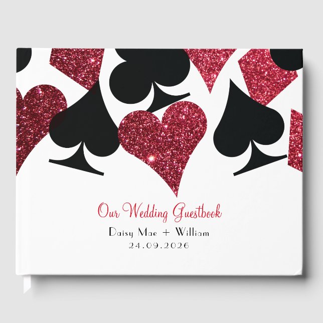 Red Faux Glitter Las Vegas Guestbook (Front)