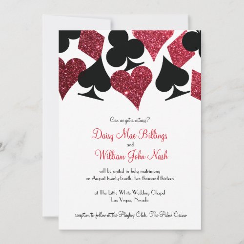 Red Faux Glitter Las Vegas Wedding Invitation