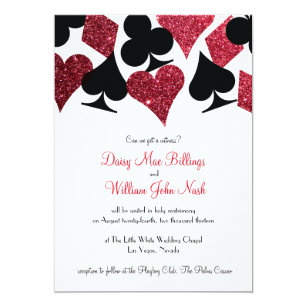 Las Vegas Wedding Invitations Zazzle Red Faux Glitter Las Vegas Wedding Invitation