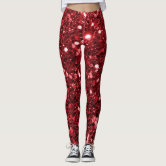 Heart glitter sparkles pattern dark red Valentines Leggings