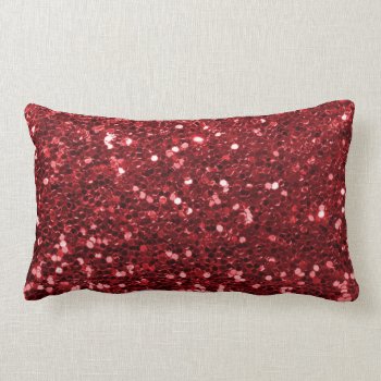 Red Faux Glitter Lumbar Pillow by glamgoodies at Zazzle