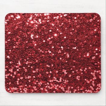 Red Faux Glitter Mouse Pad by glamgoodies at Zazzle