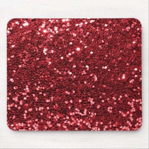Red Faux Glitter Mouse Pad