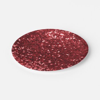 Red Faux Glitter Paper Plates by glamgoodies at Zazzle
