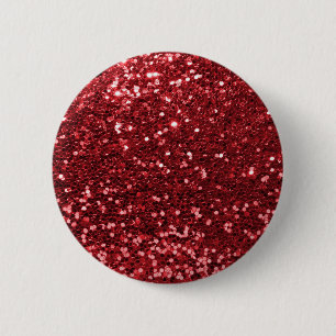 Red Faux Glitter Pinback Button