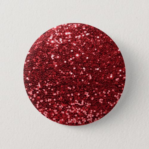 Red Faux Glitter Pinback Button