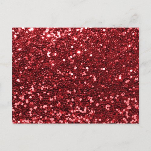 Red Faux Glitter Postcard