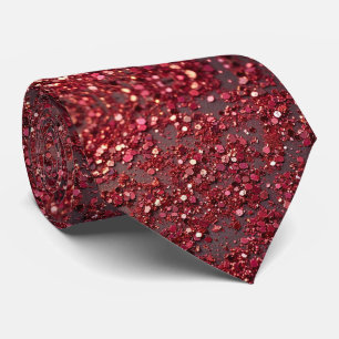 Red Faux Glitter + Silk Luxury Gentleman's Neck Tie