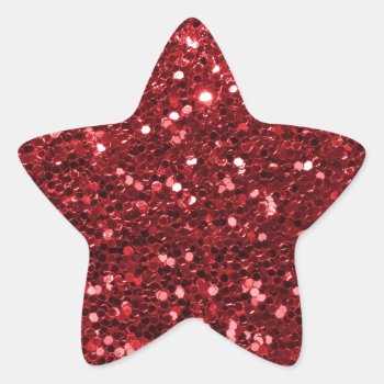 Red Faux Glitter Star Sticker by glamgoodies at Zazzle