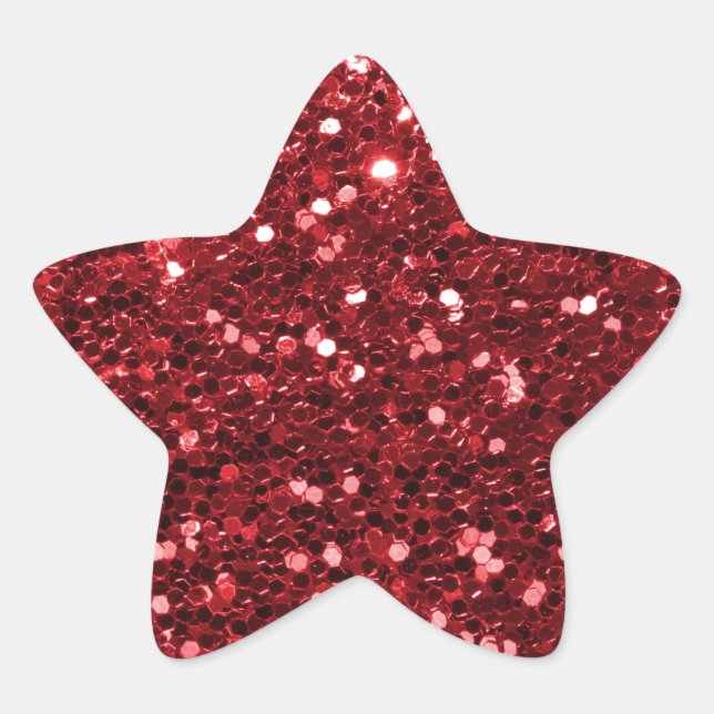 Red Faux Glitter Star Sticker (Front)