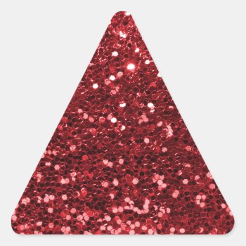 Red Faux Glitter Triangle Sticker by glamgoodies at Zazzle