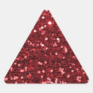 Red Faux Glitter Triangle Sticker